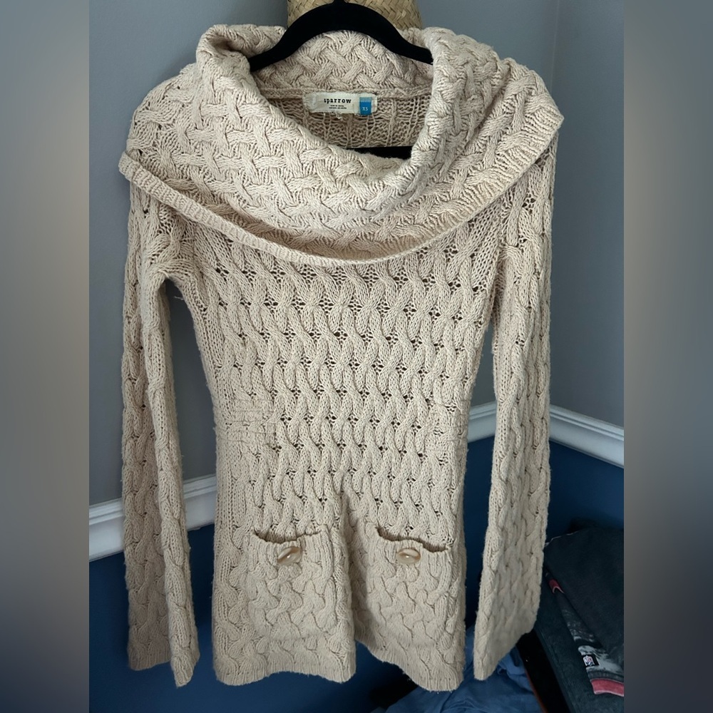 Sparrow Tan Cowl Neck Sweater XS